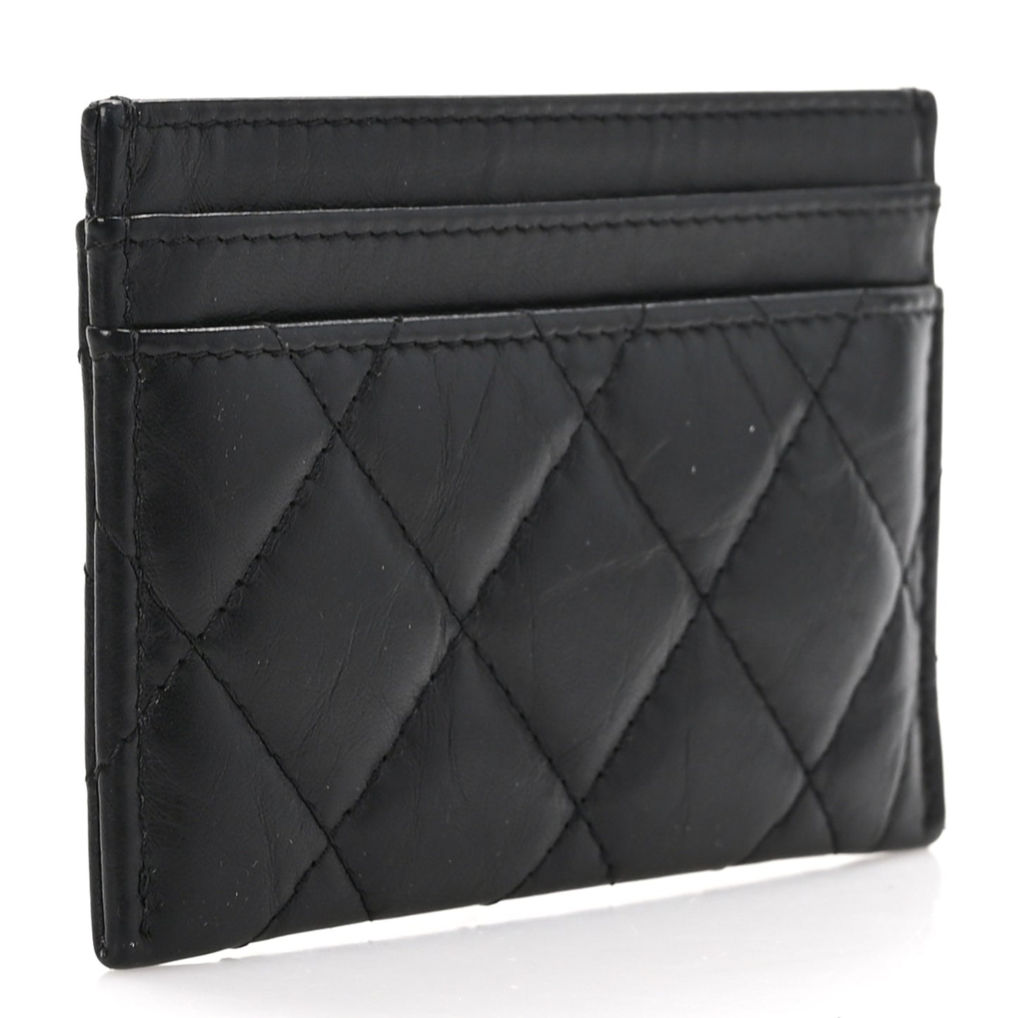 Aged Calfskin Quilted Reissue Card Holder So Black