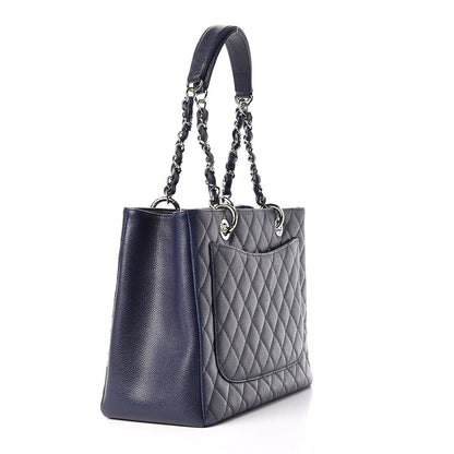 Chanel Caviar Quilted Grand Shopping Tote GST Navy Blue 3 of 10