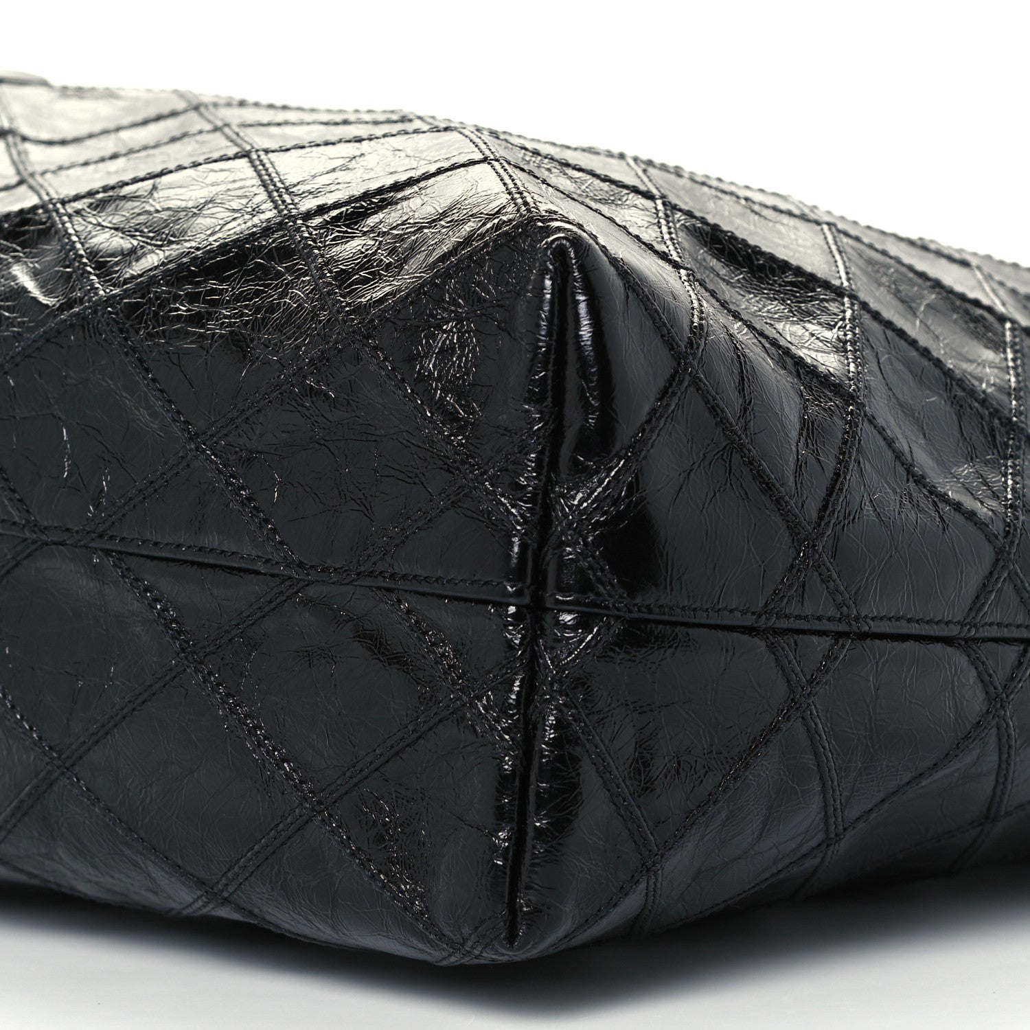 Saint Laurent Crinkled Calfskin Quilted East West Shopping Tote Black 6 of 11