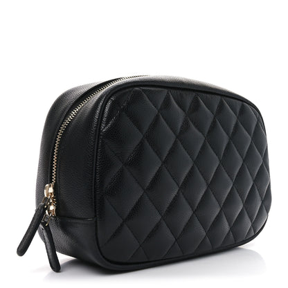 Chanel Caviar Quilted Medium Curvy Pouch Cosmetic Case Black 3 of 10