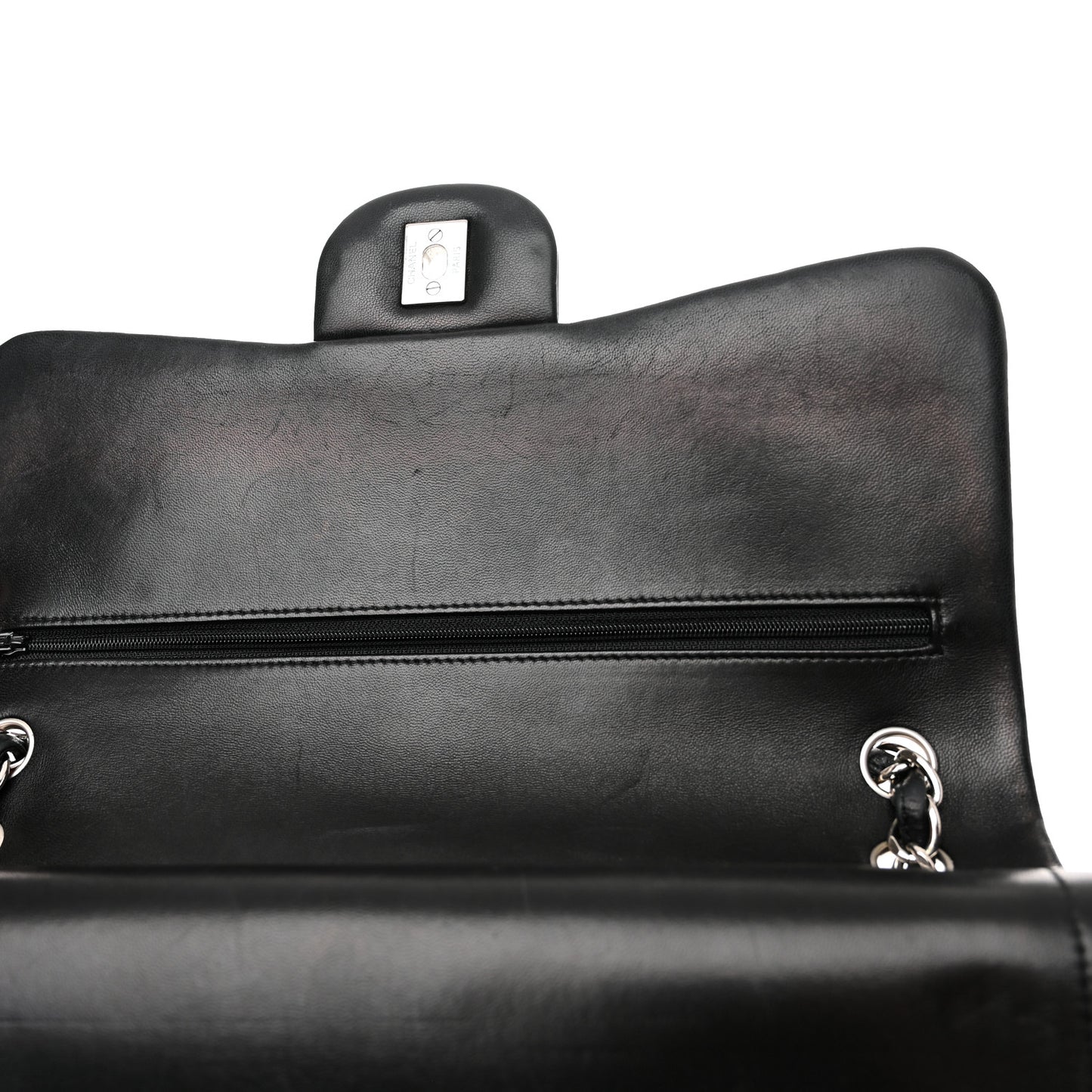 Lambskin Quilted Jumbo Double Flap Black