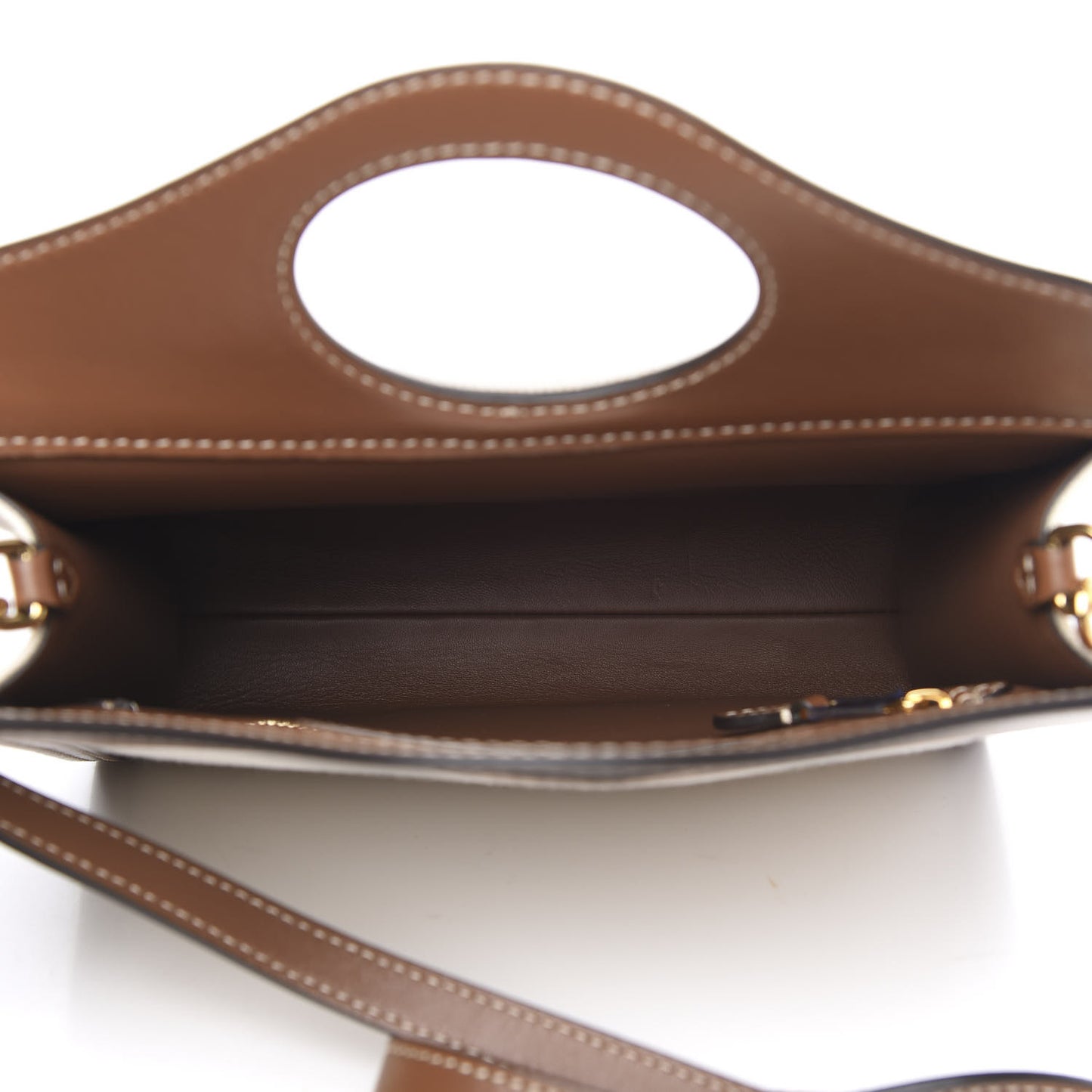 Canvas Smooth Calfskin Two Tone Mini Pocket Bag Natural Malt Brown