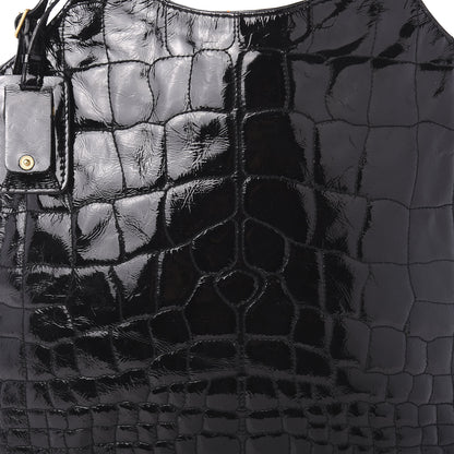 Saint Laurent Patent Crocodile Embossed Tribute Tote Black 10 of 10