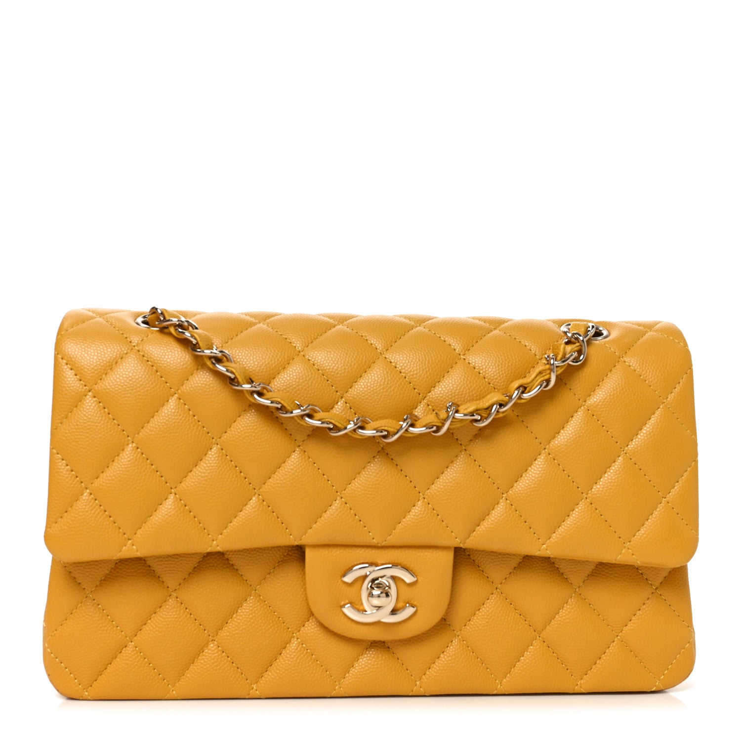 Chanel Caviar Quilted Medium Double Flap Yellow 1 of 11