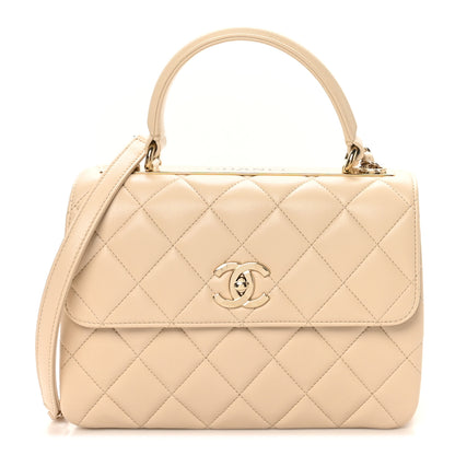 Chanel Lambskin Quilted Small Trendy CC Dual Handle Flap Bag Light Beige 1 of 10