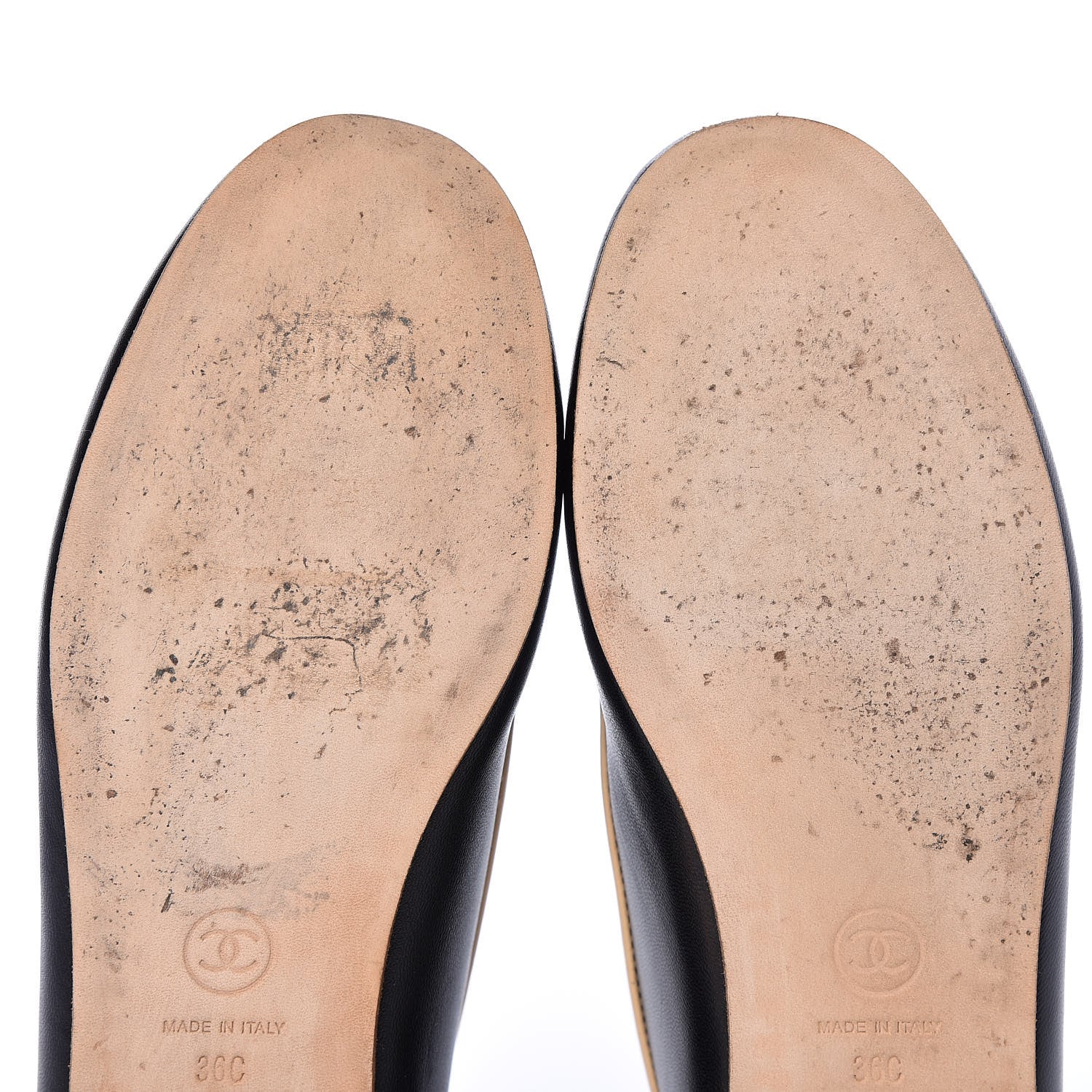 Chanel Lambskin CC Mocassin Loafers 36 Black Beige 12 of 15