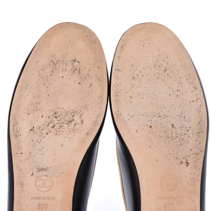 Chanel Lambskin CC Mocassin Loafers 36 Black Beige 12 of 15