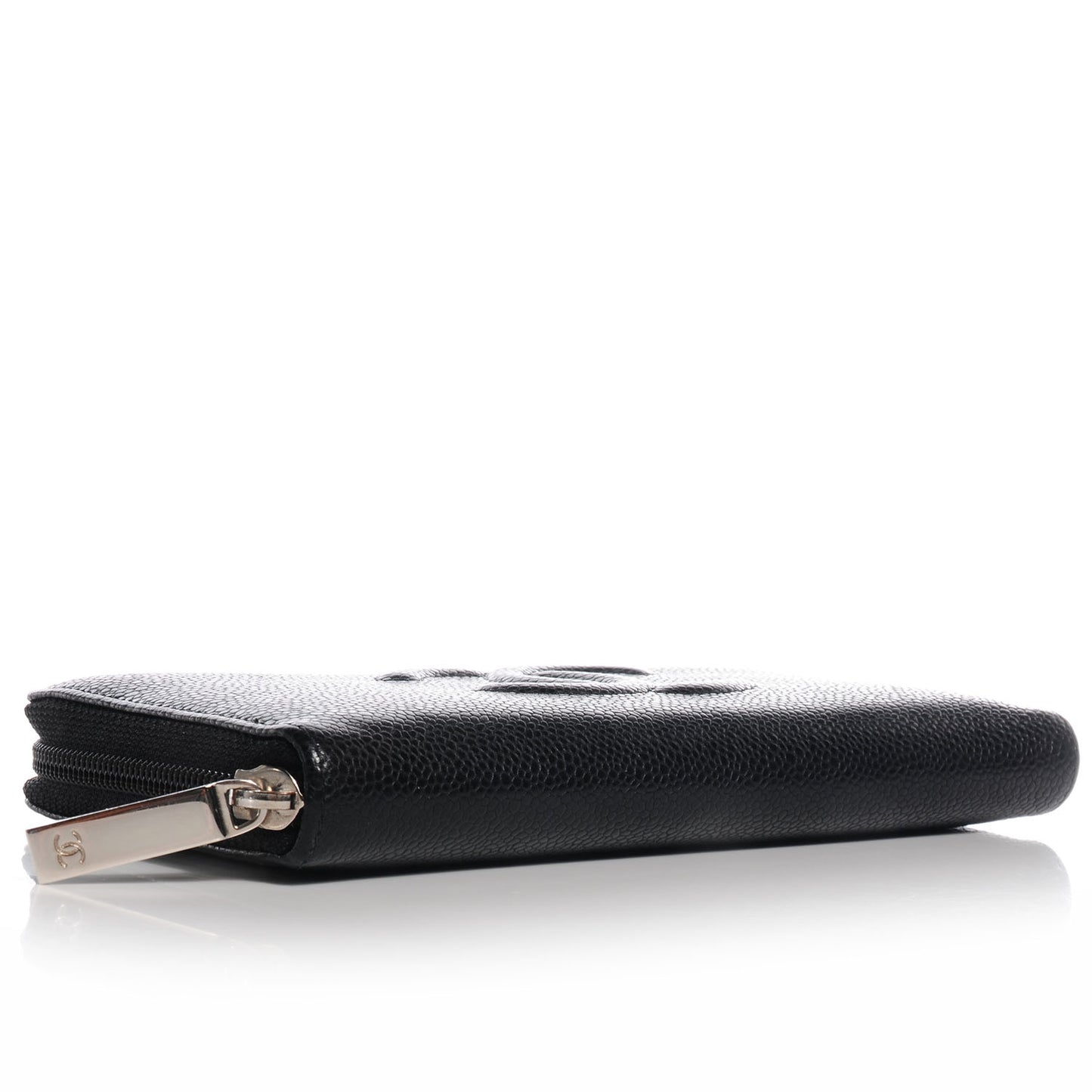 Caviar CC Large Gusset Zip Around Wallet Black