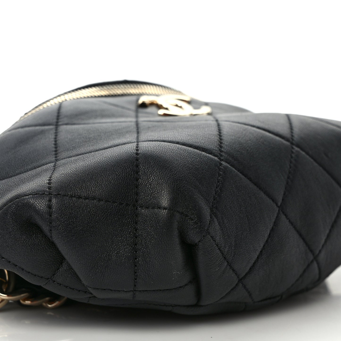 Lambskin Quilted Resin Bi-Color Waist Bag Fanny Pack Black