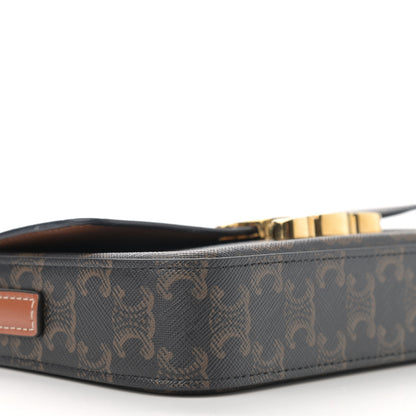Celine Canvas Calfskin Triomphe Shoulder Bag Tan 11 of 13