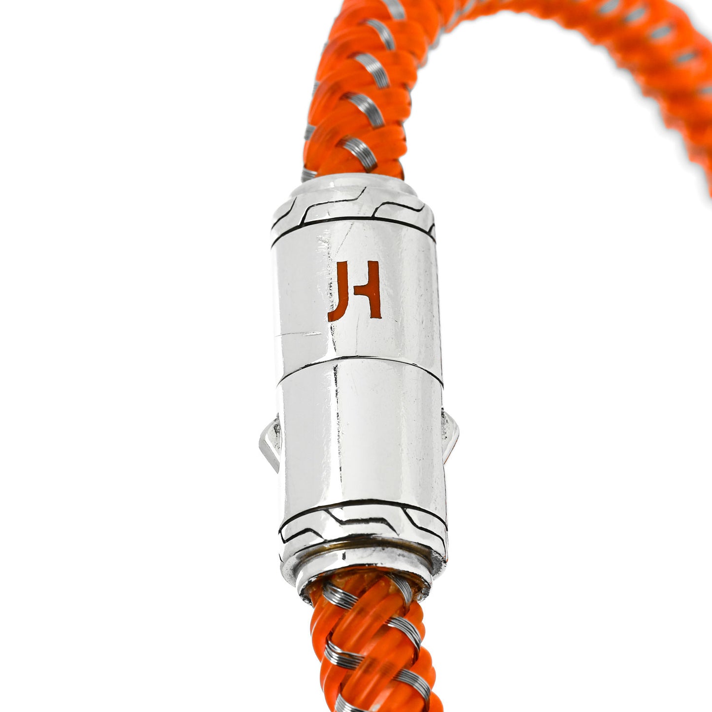 Sterling Silver 6mm Cord Bracelet Orange