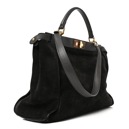 Fendi Suede Calfskin Hair Leopard Print Zucca Large Peekaboo Iconic Satchel Brown Grey 3 of 10