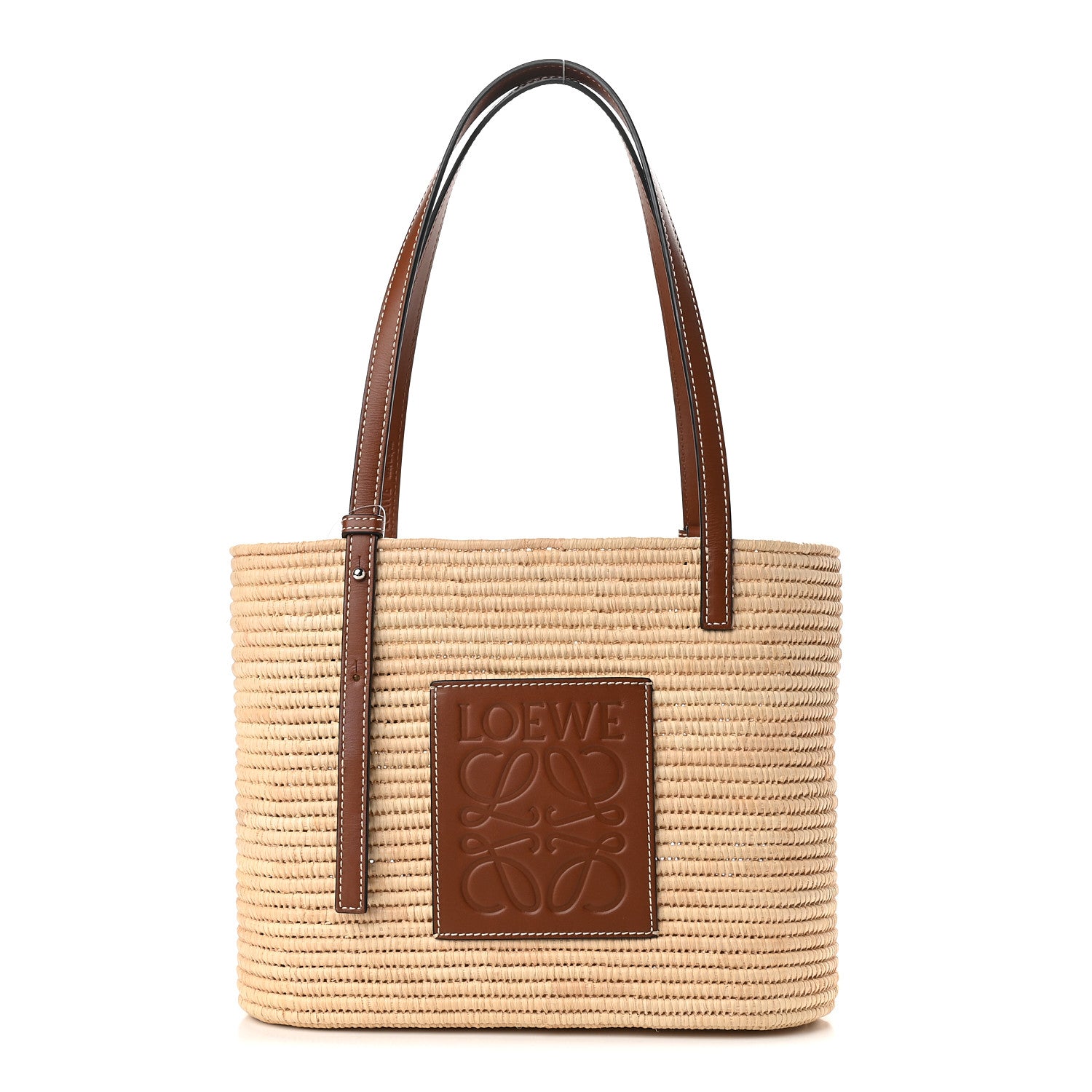 Loewe Raffia Small Square Basket Tote Bag Natural Tan 1 of 8