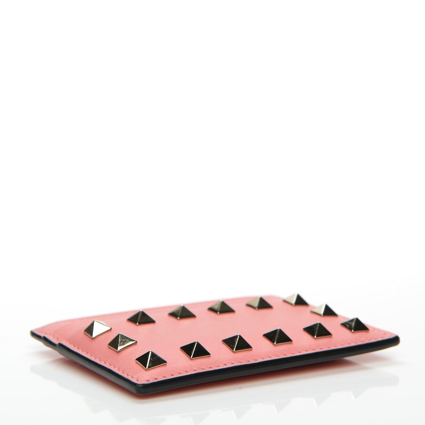 Vitello Rockstud Card Holder Paradise Rose