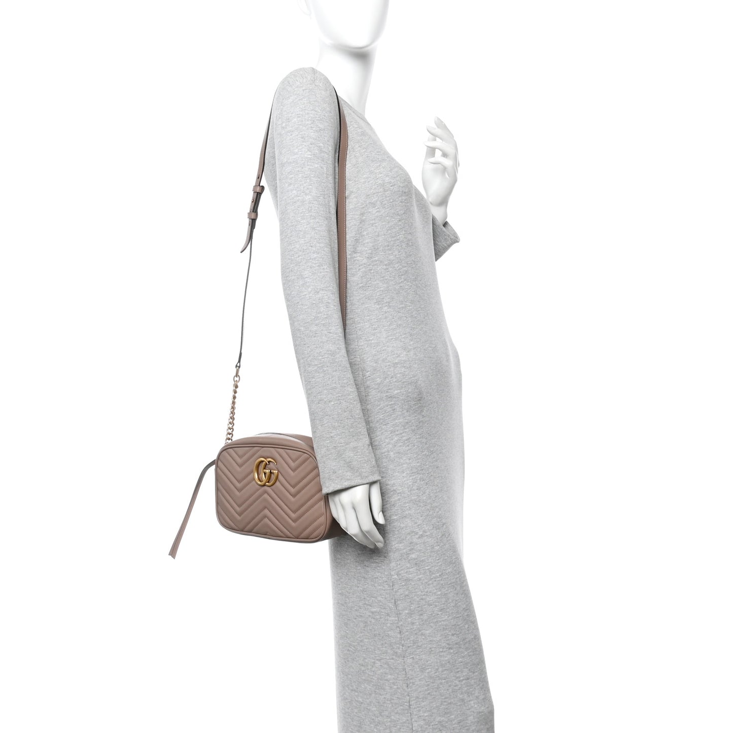 Calfskin Matelasse Small GG Marmont Chain Shoulder Bag Porcelain Rose