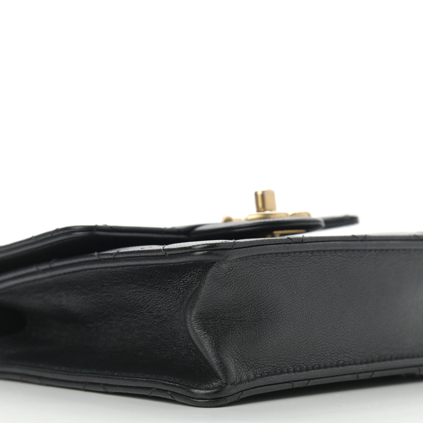 Goatskin Quilted Chic Pearls Flap Black