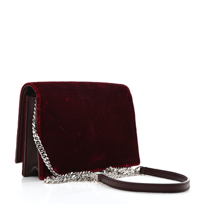 Saint Laurent Velvet Crystal Monogram Kate Tassel Shoulder Bag Burgundy 3 of 10
