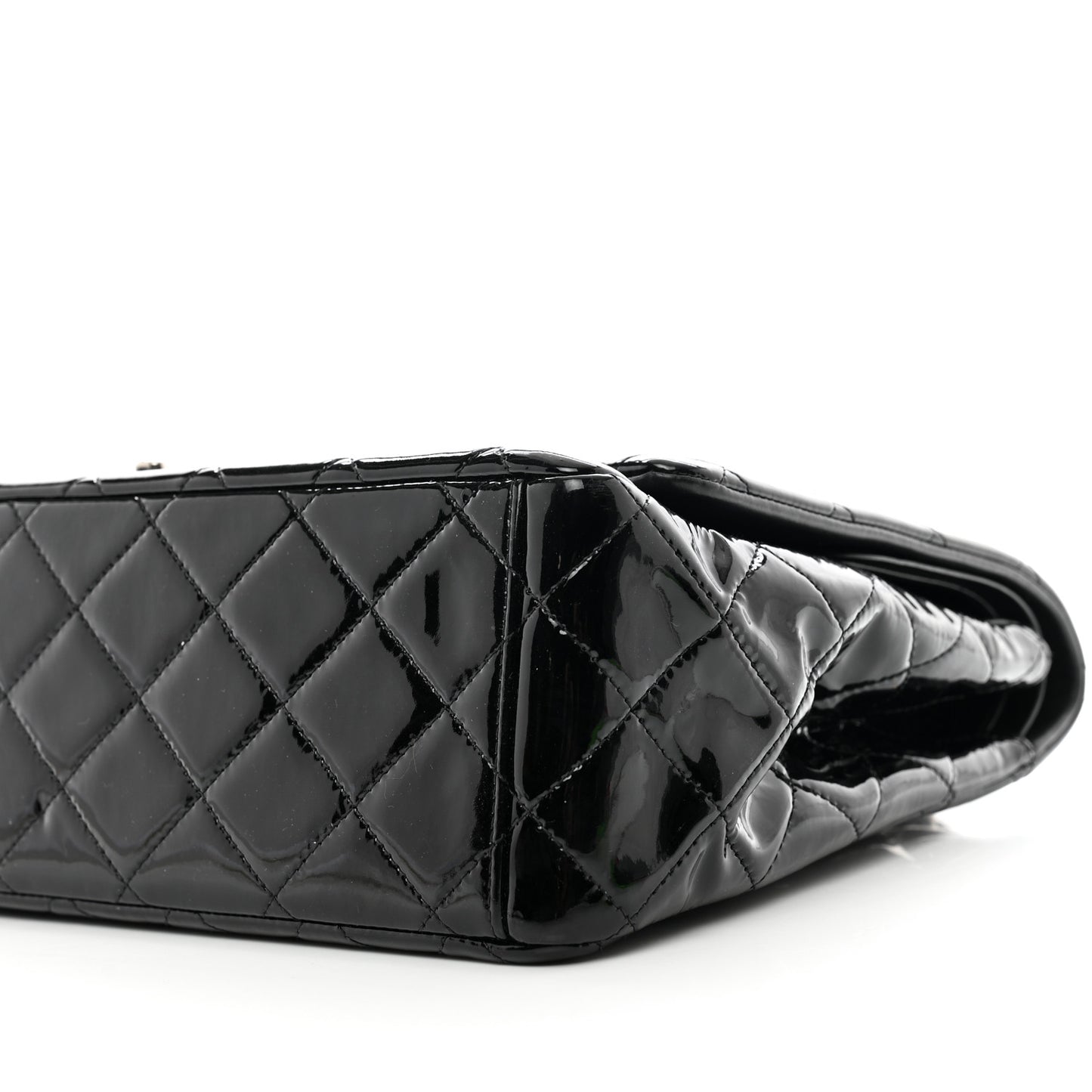 Patent Quilted Maxi Double Flap Black