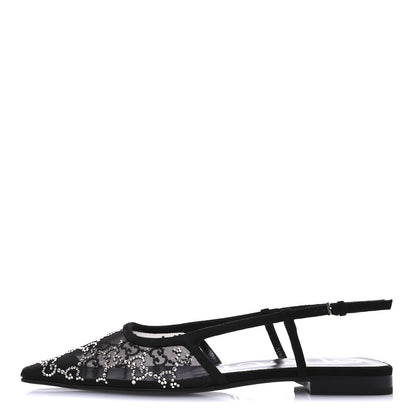 Gucci Tela Retino Kid Scamosciato Crystal GG Monogram Square Demi Ballet Flats 37.5 Black 1 of 8