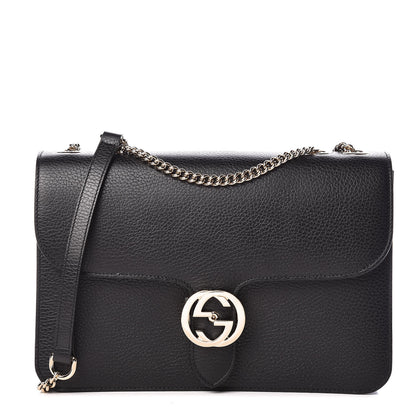 Gucci Dollar Calfskin Interlocking G Shoulder Bag Black 1 of 10