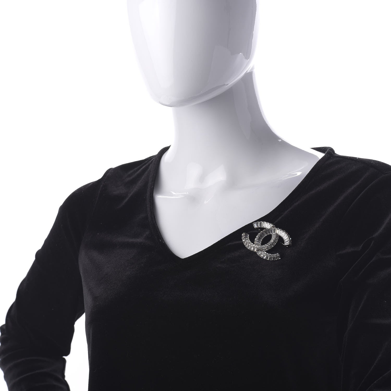 Chanel Baguette Crystal CC Brooch Silver 2 of 5