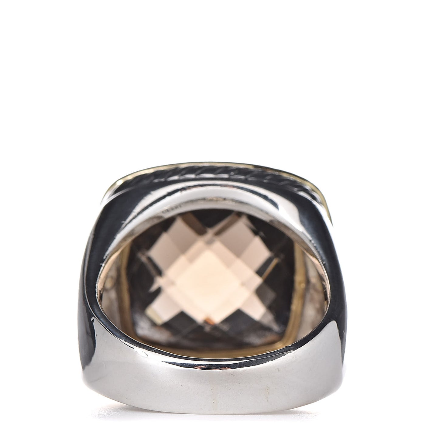 Sterling Silver 18K Yellow Gold Diamond Smoky Quartz 14mm Albion Statement Ring 55 7.5
