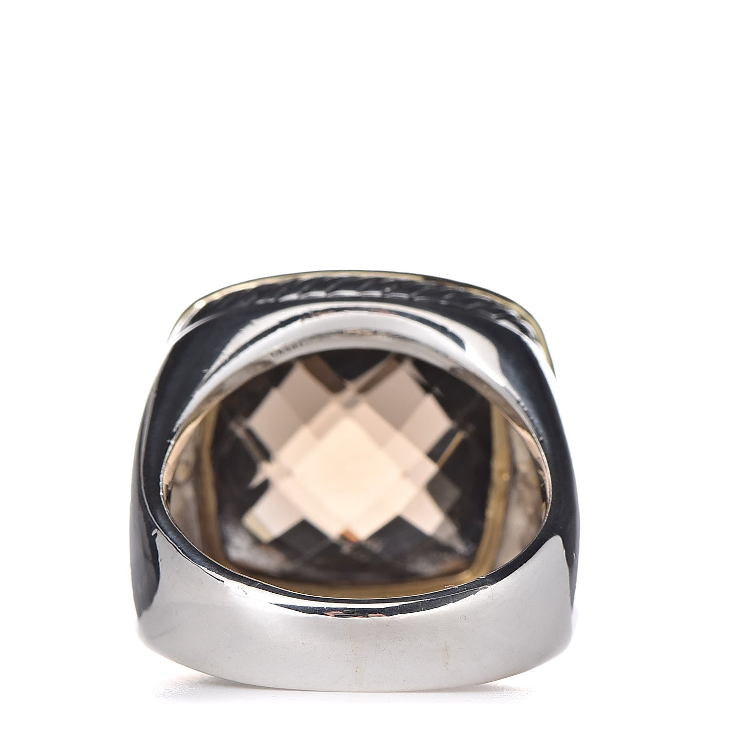 David Yurman Sterling Silver 18K Yellow Gold Diamond Smoky Quartz 14mm Albion Statement Ring 55 7.5 4 of 5