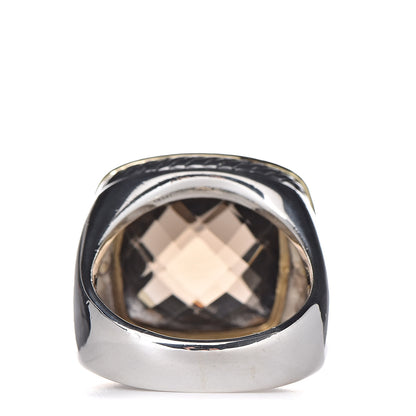 David Yurman Sterling Silver 18K Yellow Gold Diamond Smoky Quartz 14mm Albion Statement Ring 55 7.5 4 of 5