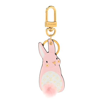 Louis Vuitton Calfskin Monogram LV Animals Bunny Bag Charm Key Holder Pale Pink 1 of 4