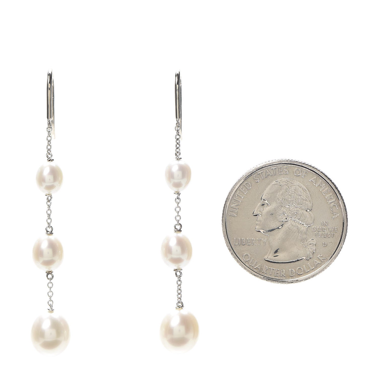 Tiffany Sterling Silver Pearl Elsa Peretti Pearls By The Yard Chain Earrings 2 of 4