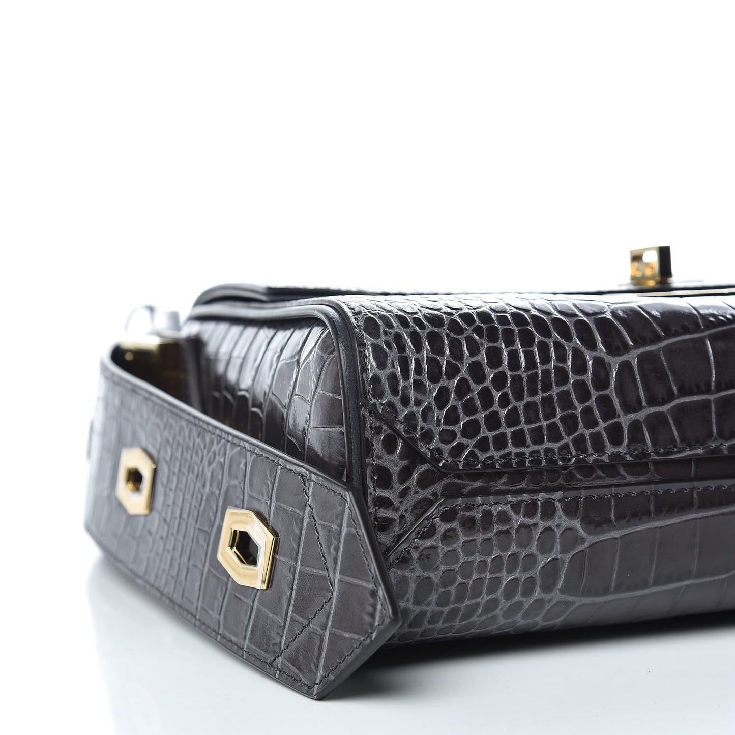 Calfskin Crocodile Embossed Medium Eden Storm Grey