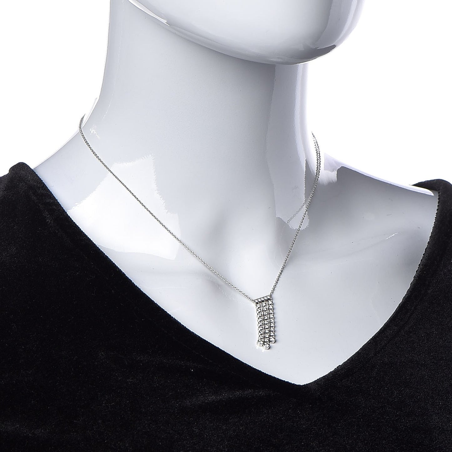 Platinum Diamond Jazz Triple Drop Pendant Necklace
