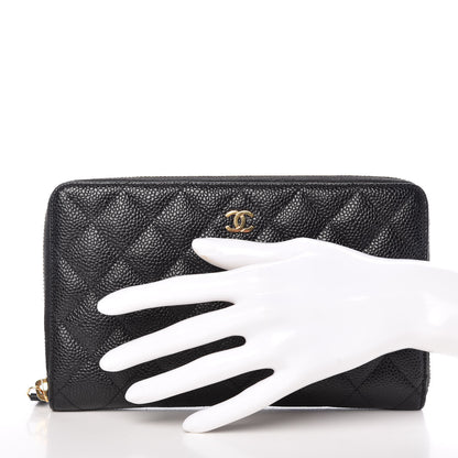Chanel Caviar Quilted Large Zip Around Organizer Wallet Black 2 of 12