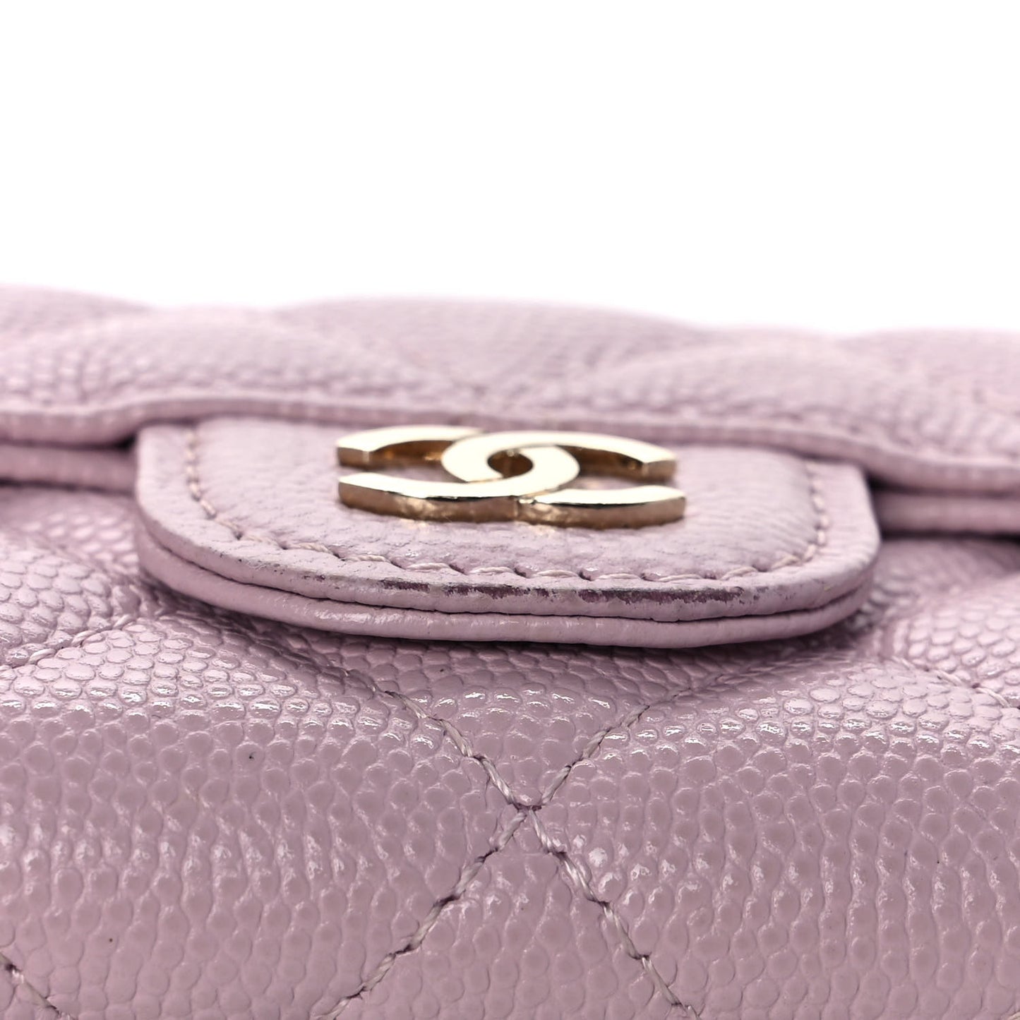 Caviar Quilted Flap Card Holder Wallet Light Pink