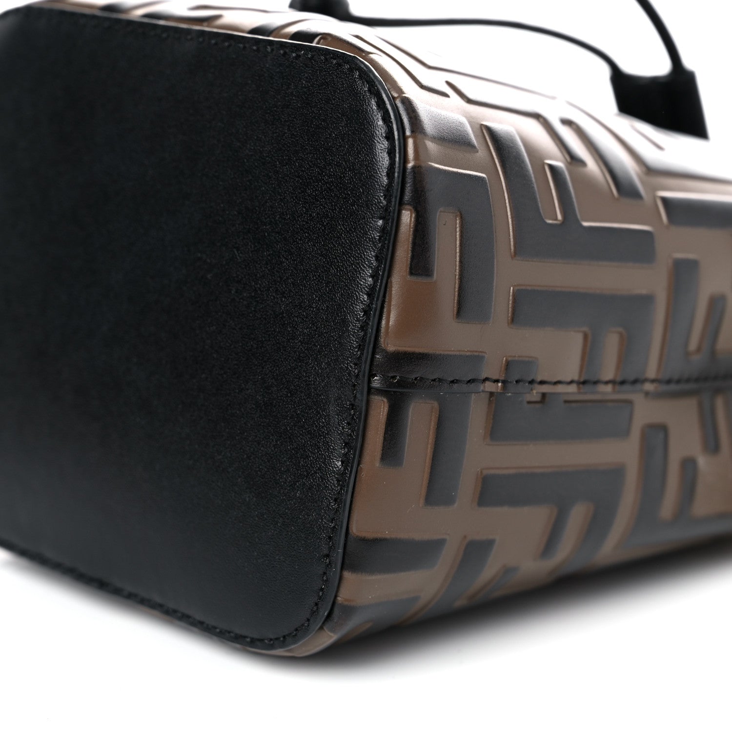 Fendi Vitello Liberty F is Fendi Bi-Color FF 1974 Embossed Mini Mon Tresor Bucket Bag Maya Black 10 of 13