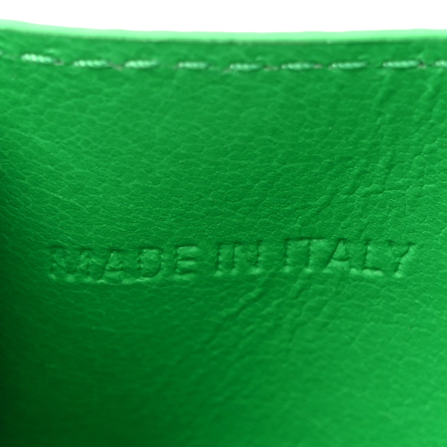 Grained Calfskin Logo Cash Card Holder Green White