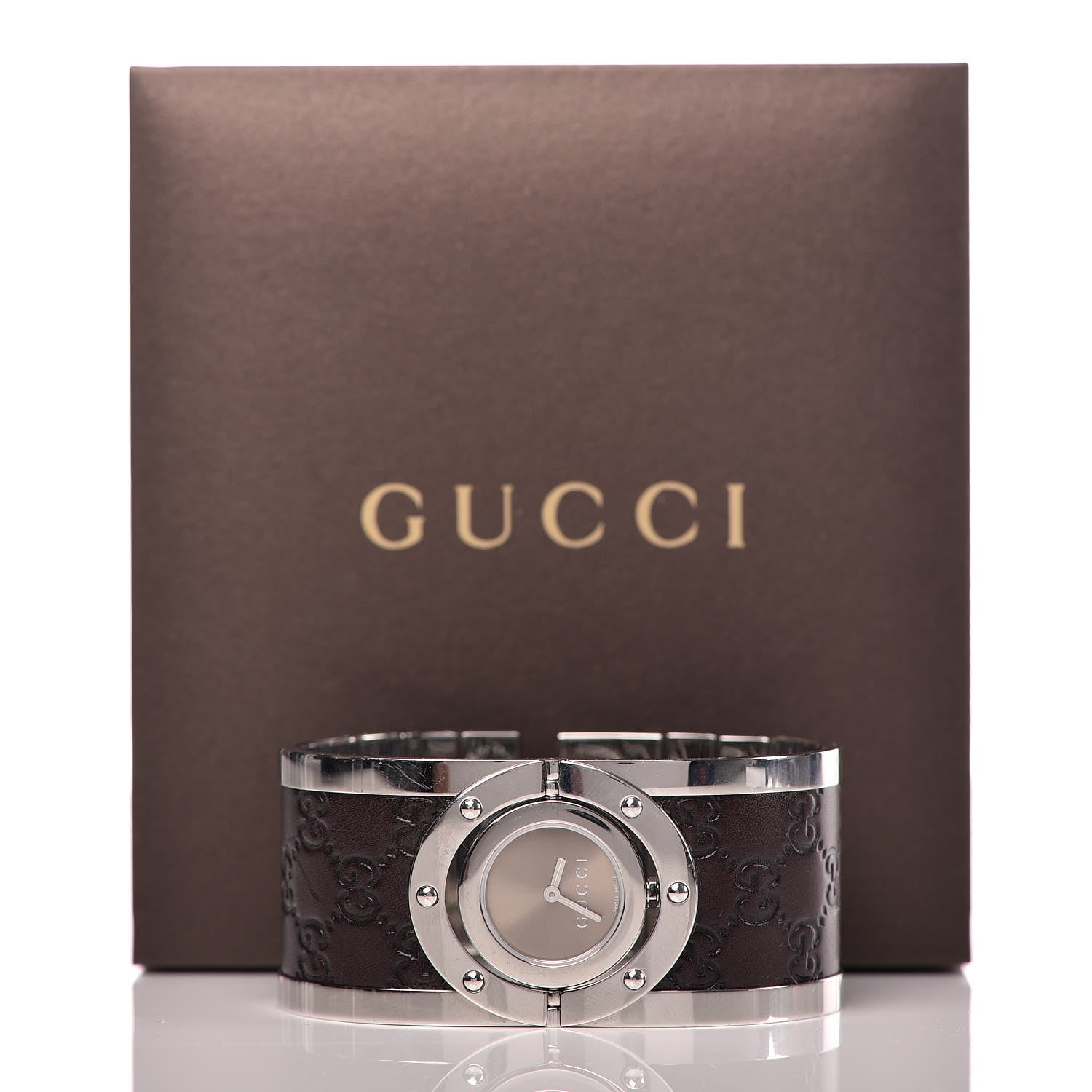 Gucci Stainless Steel Calfskin 33mm Twirl Quartz Watch Brown 11 of 11