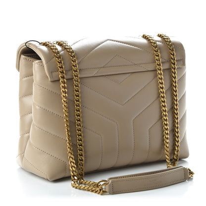 Saint Laurent Calfskin Y Quilted Monogram Small Loulou Chain Satchel Dark Beige 3 of 9