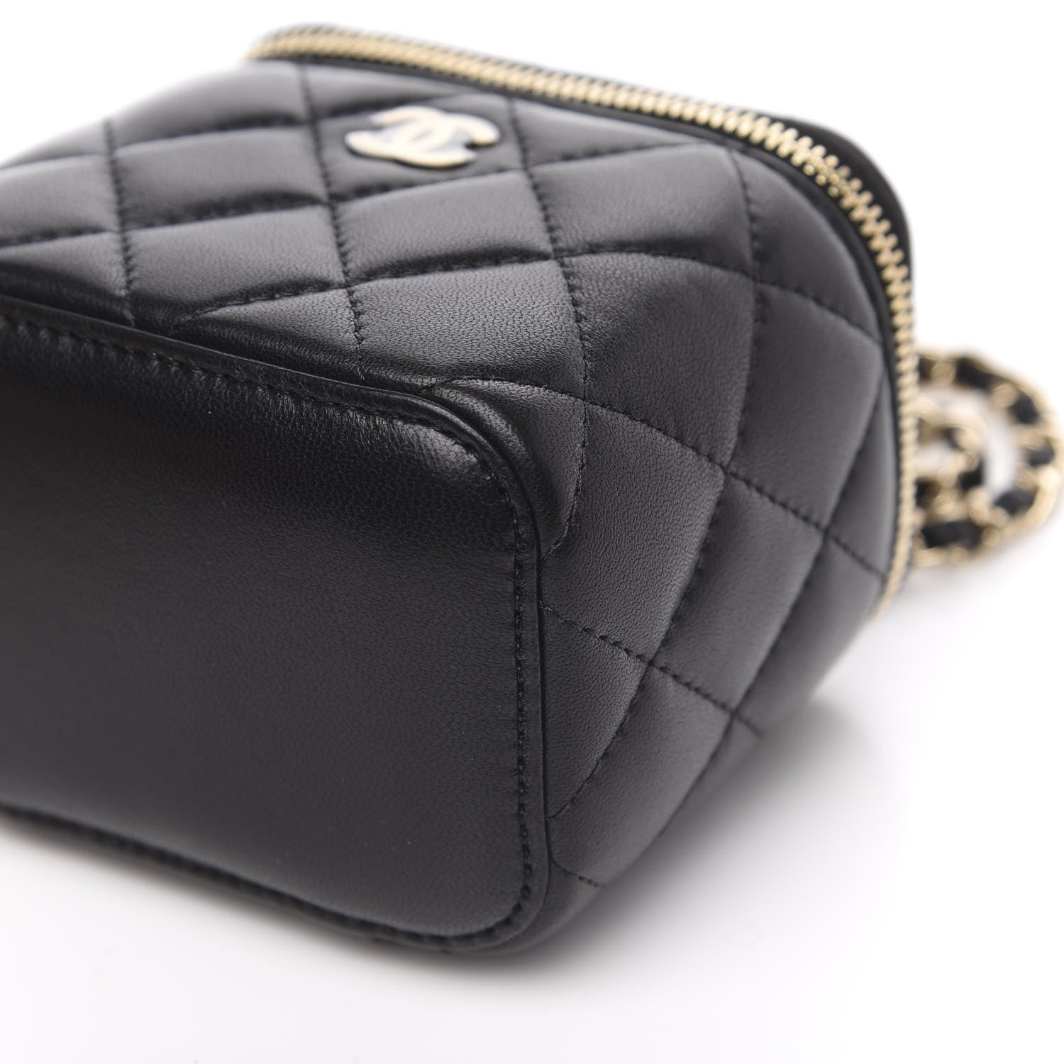 Chanel Lambskin Quilted Mini Vanity Case With Chain Black 9 of 10