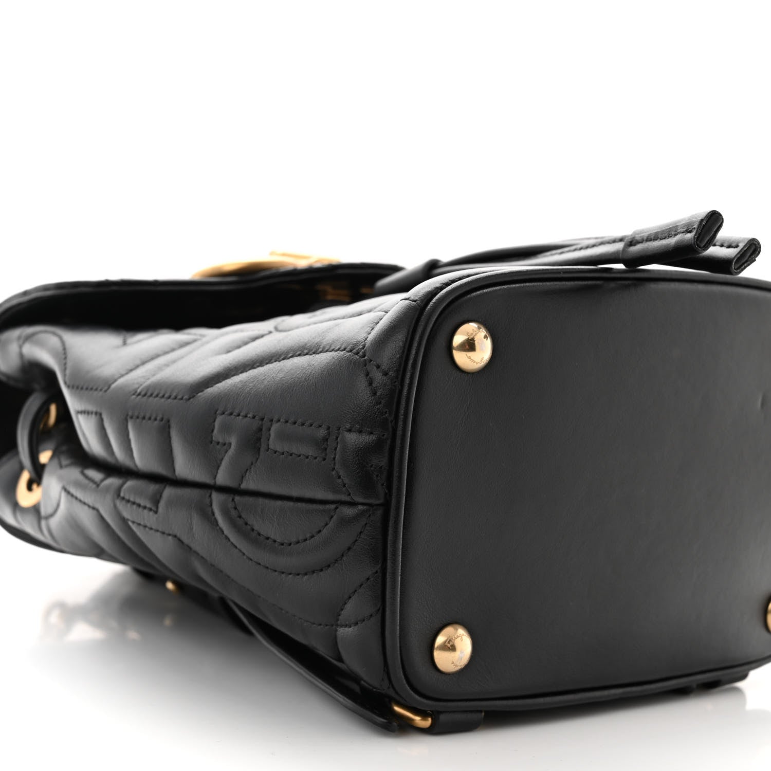 Salvatore Ferragamo Calfskin Quilted Gancini Backpack Black 9 of 10