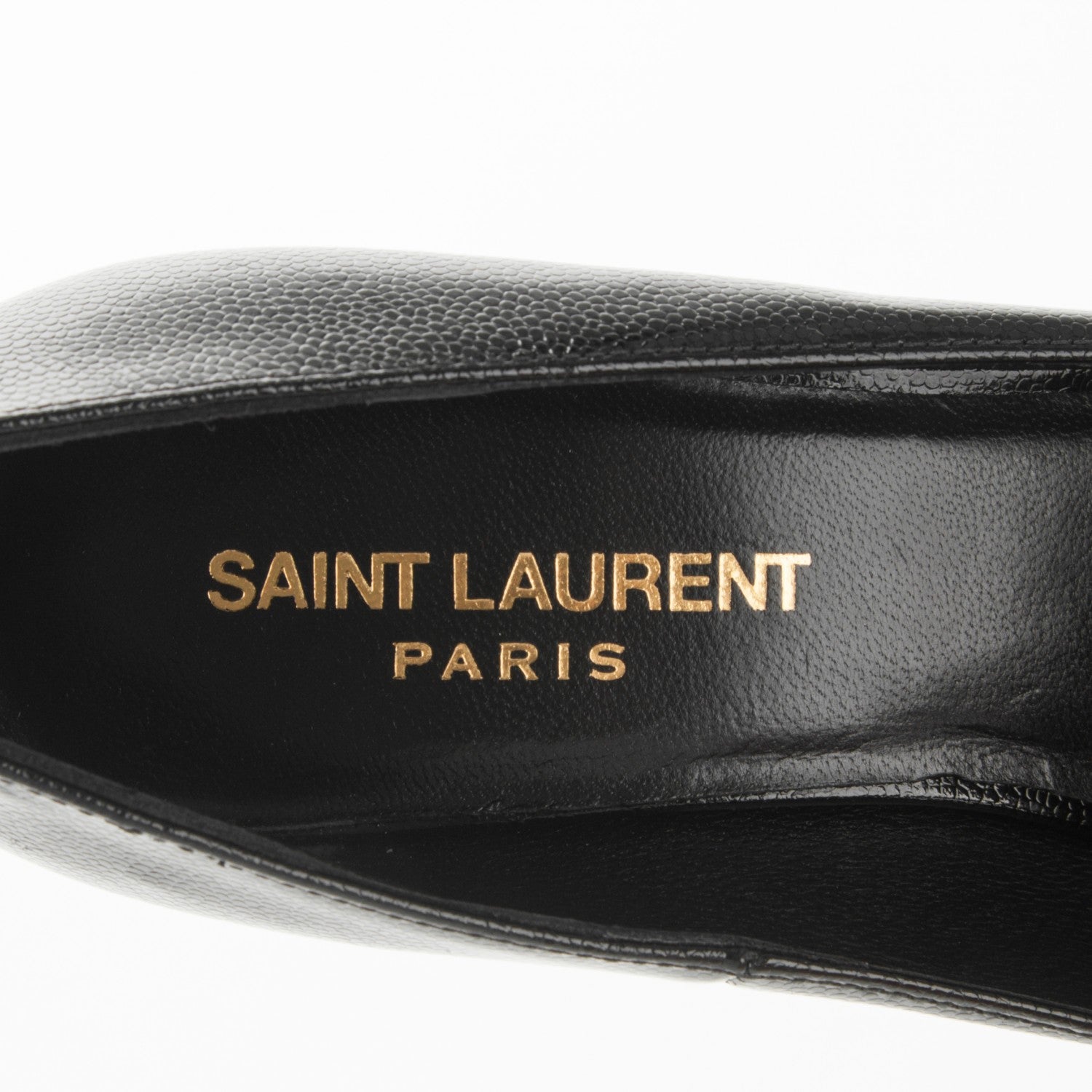 Saint Laurent Pebbled Patent Calfskin Janis 105 Pumps 36.5 Black 7 of 8