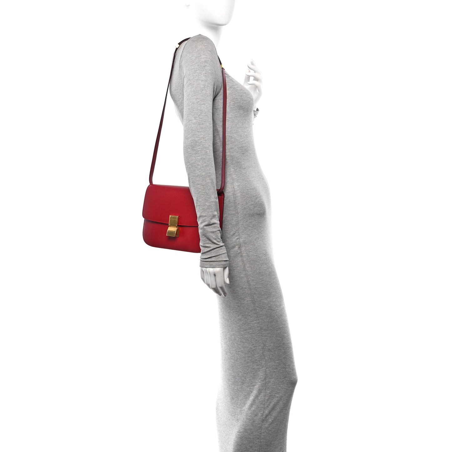 Box Calfskin Medium Classic Box Flap Bag Red