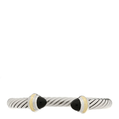 David Yurman Sterling Silver 14K Yellow Gold Black Onyx 7mm Cable Classics Bracelet 1 of 3