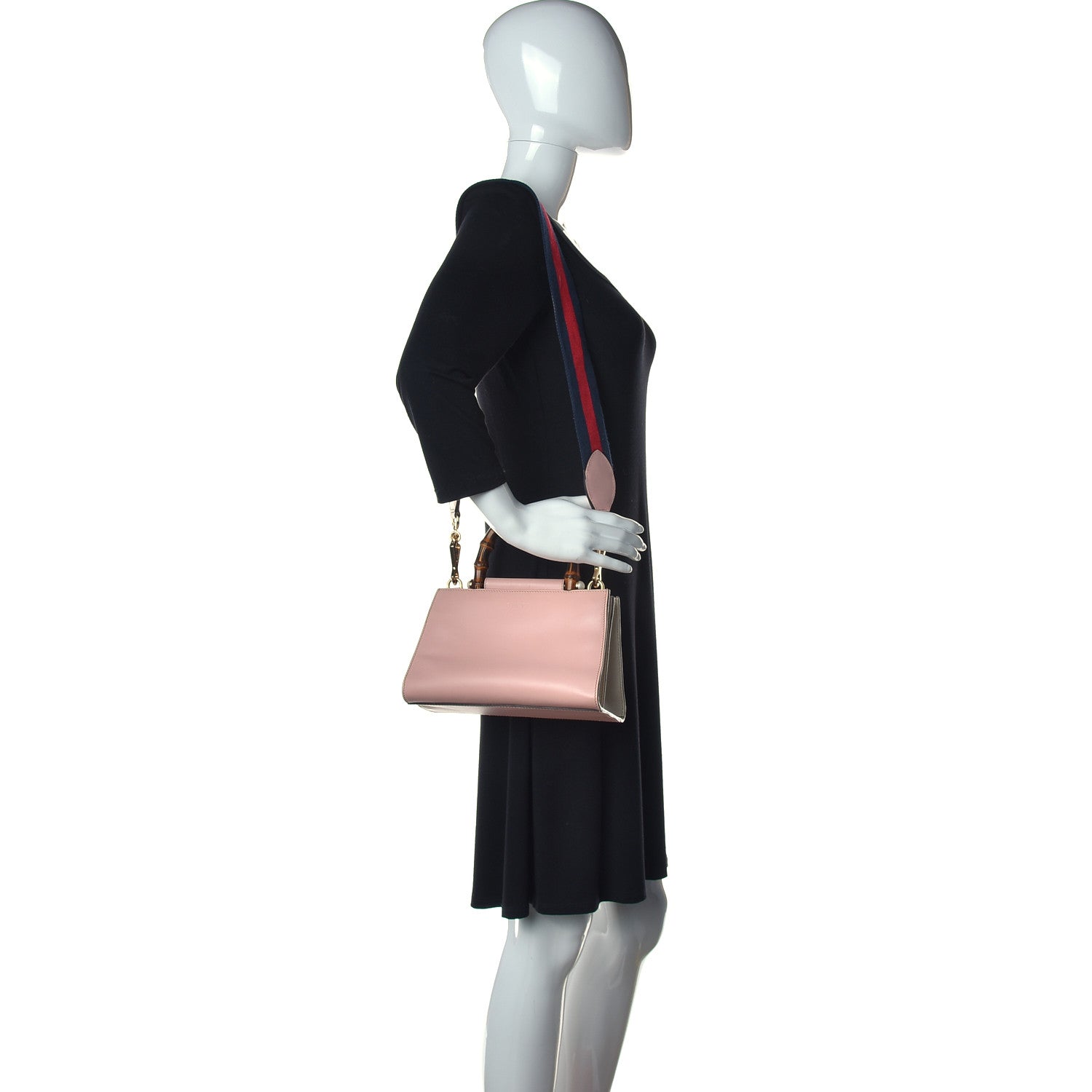 Gucci Nappa Bamboo Web Mini Nymphaea Top Handle Bag Perfect Pink Mystic White 2 of 10
