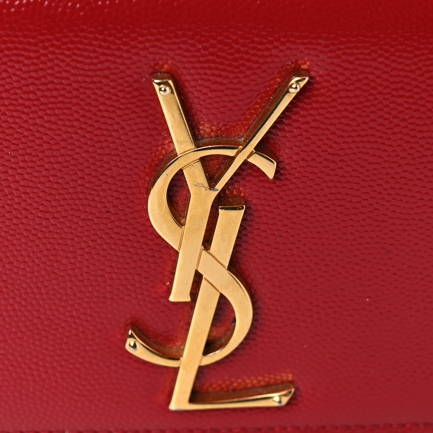 Saint Laurent Grain De Poudre Small Monogram Kate Satchel Red 11 of 12