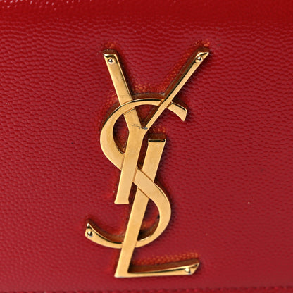 Saint Laurent Grain De Poudre Small Monogram Kate Satchel Red 11 of 12