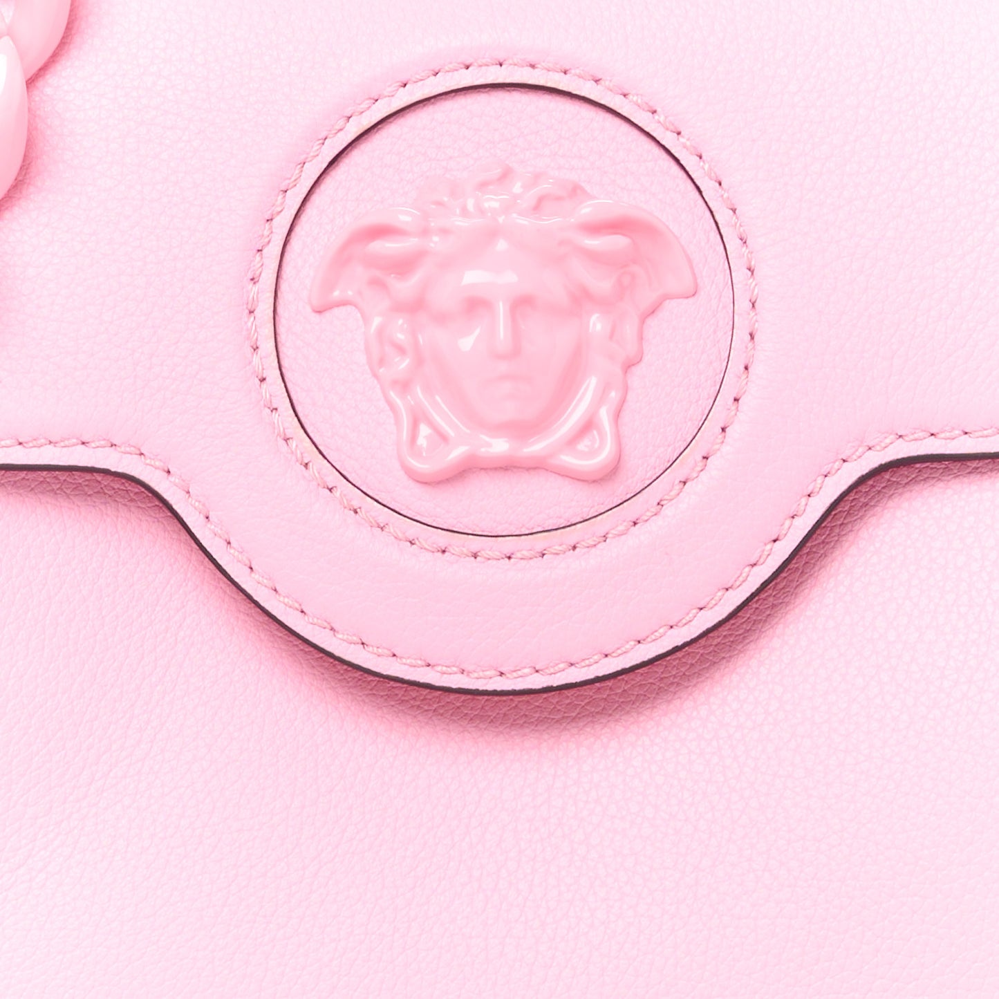 Grained Calfskin Small La Medusa Top Handle Bag Pink