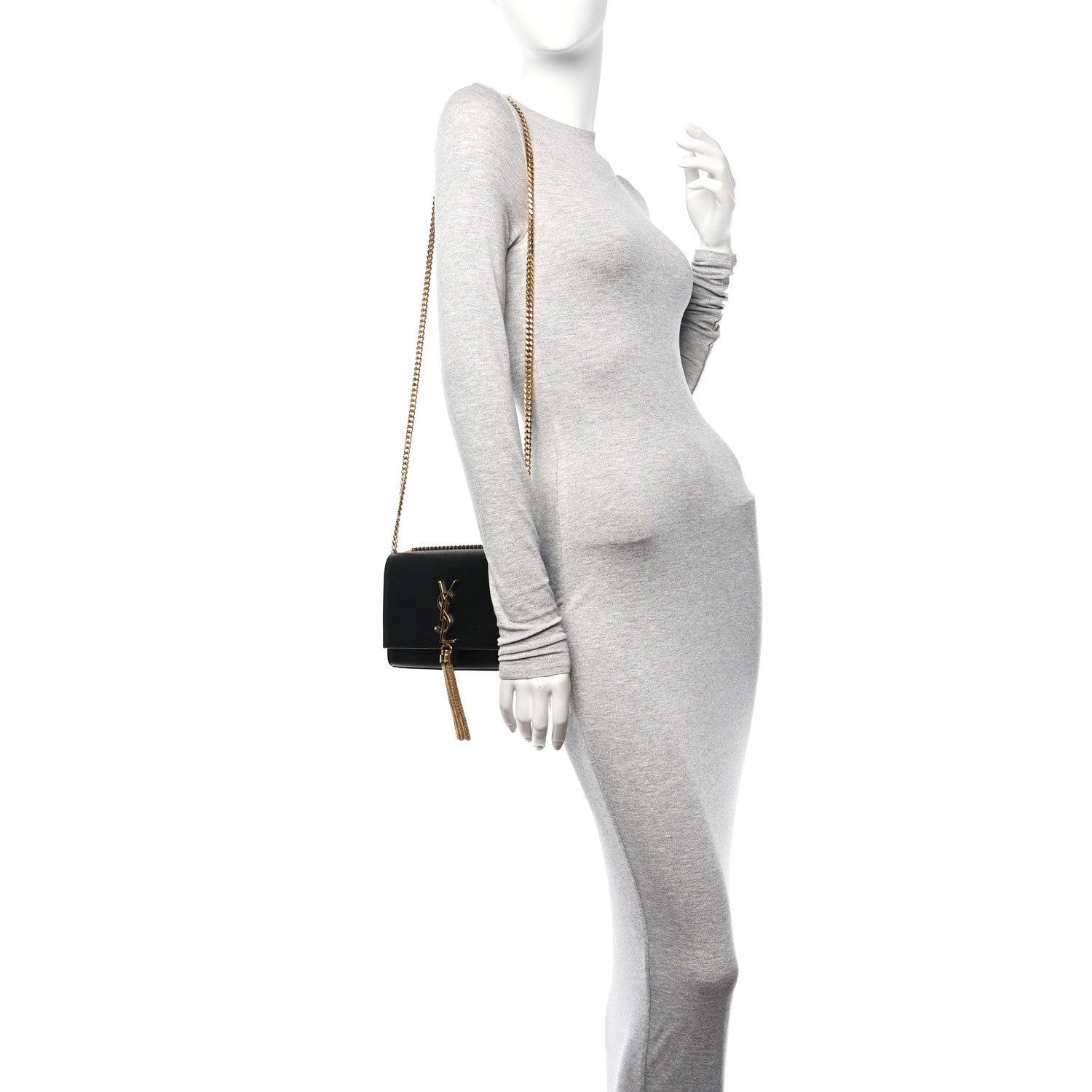 Saint Laurent Grain De Poudre Small Classic Monogram Kate Tassel Satchel Black 2 of 11