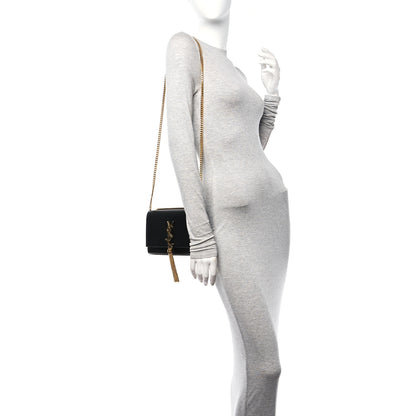 Saint Laurent Grain De Poudre Small Classic Monogram Kate Tassel Satchel Black 2 of 11