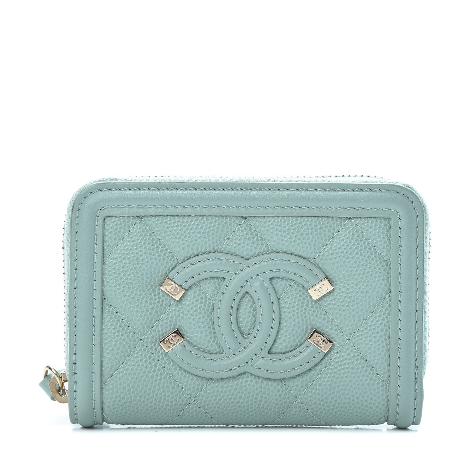Chanel Caviar Quilted Filigree Coin Purse Blue 1 of 8